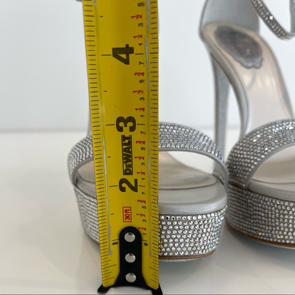 RENE CAOVILLA SILVER CRYSTAL PLATFORM SANDALS SIZE US 7.5 / IT 37.5 NIB! - Picture 15 of 17
